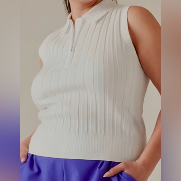 Athleta Tops - Athleta White Ribbed sweater vest. Sz L